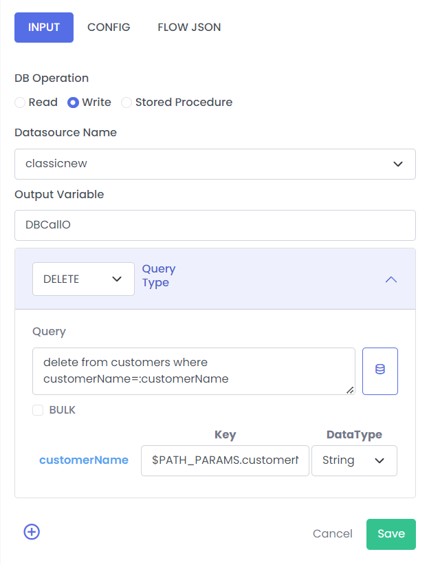 Sample DB configuration